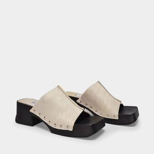 Miista Hannah Clogs in Beige Leather